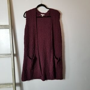 C EST 1946 WOMEN'S BURGUNDY SWEATER VEST CARDIGAN SIZE LARGE